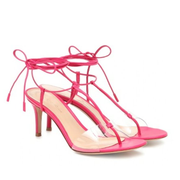 Gianvito Rossi *NEW* Gwyneth PVC Pink Leather Sandals - Picture 1 of 12